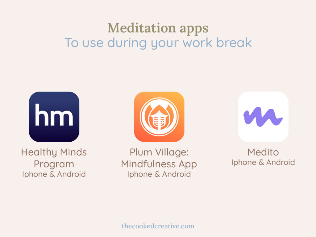 A collage of free popular meditation apps to enhance relaxation during work breaks, featuring calming visuals and user-friendly interfaces.