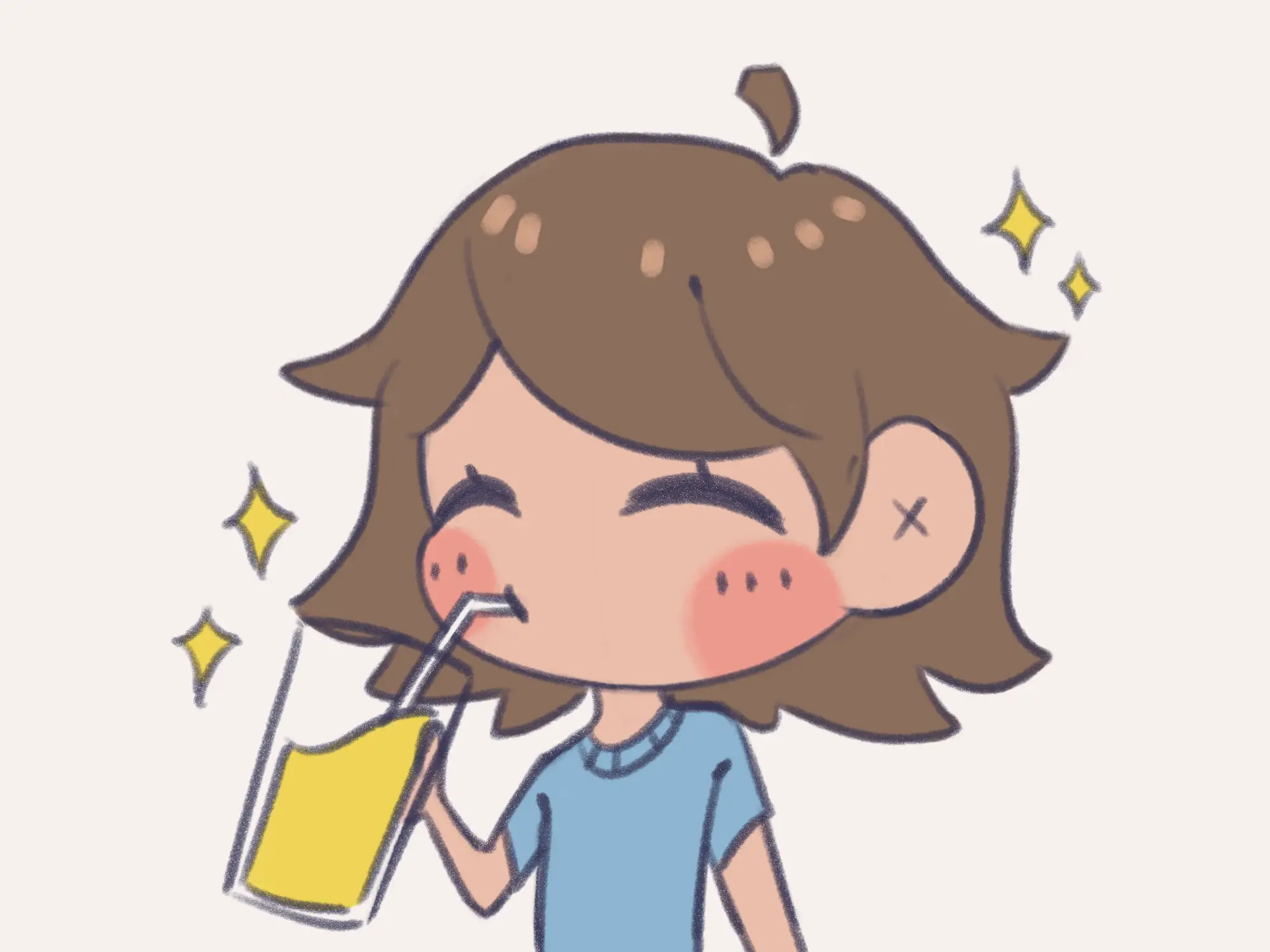 cartoon character enjoying her natural energy drink