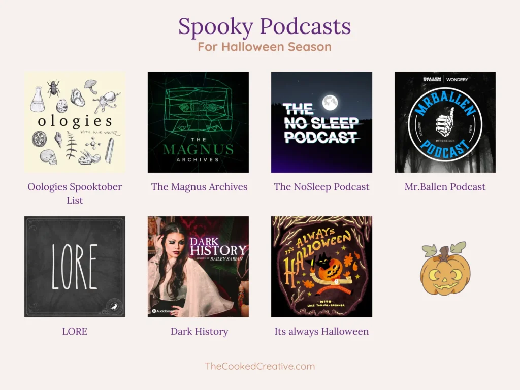 A list of 7 spooky halloween themed podcasts.