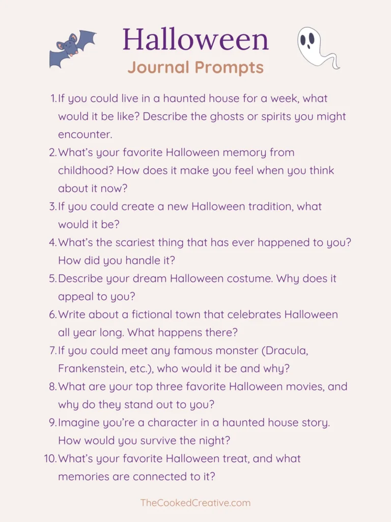 A list of 10 halloween journal prompts
