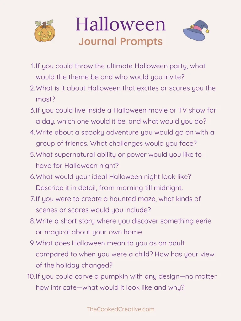 A list of 10 halloween journal prompts